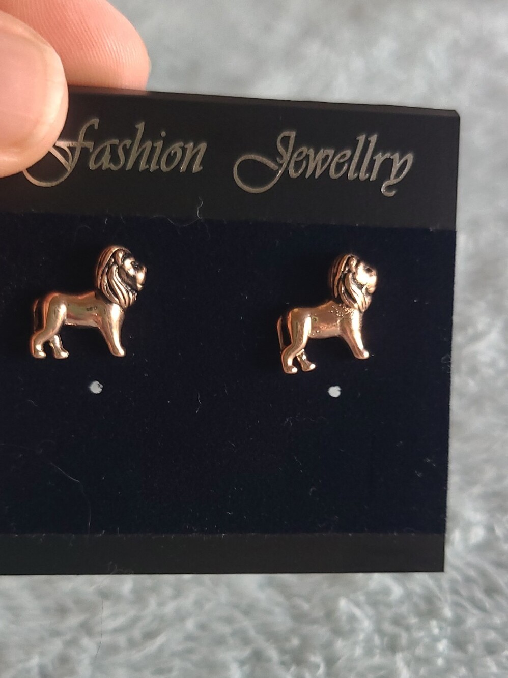 Rose Gold Lion Stud Earrings